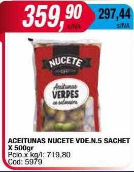 Maxiconsumo Aceitunas nucete vde.n.5 sachet x 500gr oferta
