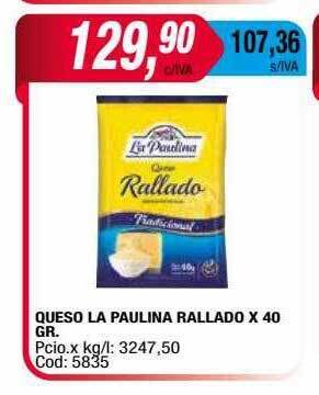 Maxiconsumo Queso la paulina rallado x 40 gr. oferta