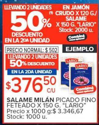 Carrefour Salame milán picado fino feteado oferta