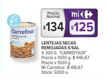 Carrefour Lentejas secas remojadas s sal oferta