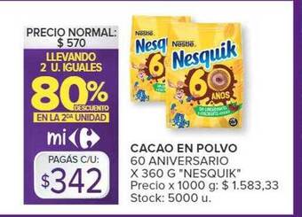 Carrefour Cacao en polvo 60 aniversario oferta