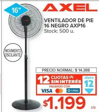 Carrefour Ventilador de pie 16 negro axp16 axel oferta