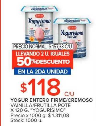 Carrefour Yogur entero firme cremoso oferta