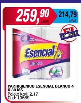 Maxiconsumo Pap higienico esencial blanco oferta