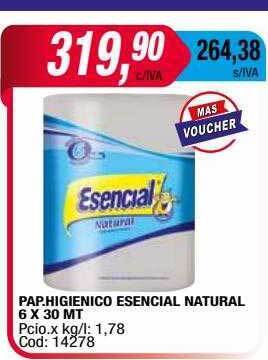 Maxiconsumo Pap higienico esencial natural oferta