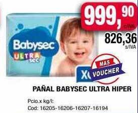 Maxiconsumo Pañal babysec ultra hiper oferta