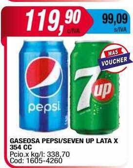 Maxiconsumo Gaseosa pepsi-seven up lata x 354 cc oferta