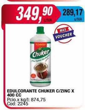Maxiconsumo Edulcorante chuker c-zinc x 400 cc oferta
