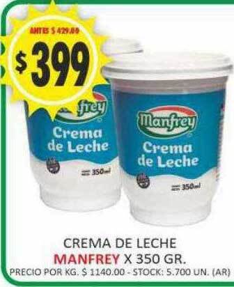 Supermercados Becerra Crema de leche manfrey oferta