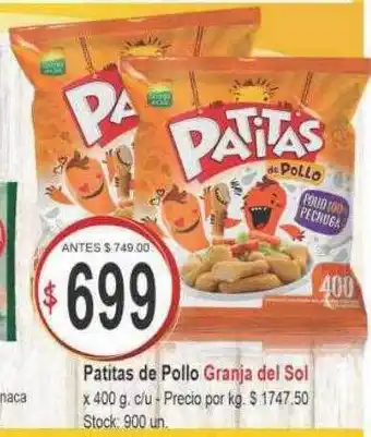 Supermercados Becerra Patitas de pollo granja del sol oferta
