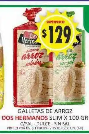Supermercados Becerra Galletas de arroz dos hermanos oferta