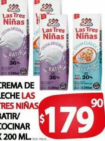 Supermercados Mariano Max Crema de leche las tres niñas batir cocinar oferta
