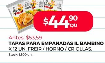 Supermercados Tadicor Tapas Para Empanadas Il Bambino oferta