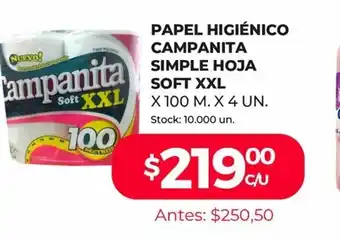 Supermercados Tadicor Papel Higiènico Capanita Simple Hoja Soft XXL x 100 m oferta
