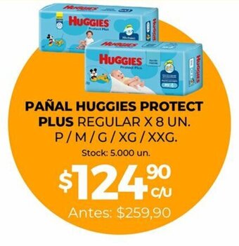 Supermercados Tadicor Pañal Huggies Protect Plus Regular x 8 un oferta