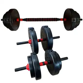 Frávega Kit set discos + pesas+ 2 mancuernas + 20 kg disco pesas oferta