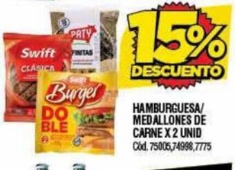 Supermercados Yaguar Hamburguesa/ Medallones De Carne x 2 Unid oferta