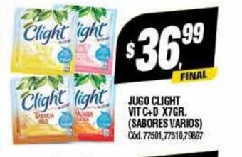 Supermercados Yaguar Jugo Clight Vit C+D x 7gr oferta