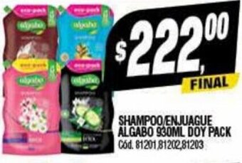 Supermercados Yaguar Shampoo/ Enjuague Algabo 930ml Doy Pack oferta