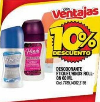 Supermercados Yaguar Desodorante Etiquet/Hinds Roll-On 60ml oferta