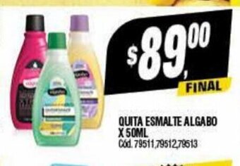 Supermercados Yaguar Quita Esmalte Algabo x 50ml. oferta