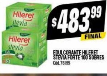 Supermercados Yaguar Edulcorante Hileret Stevia Forte 100 Sobres oferta