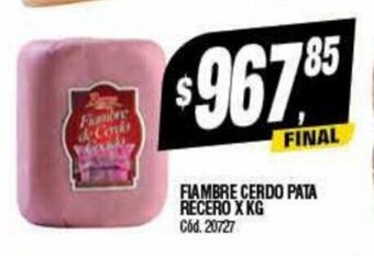 Supermercados Yaguar Fiambre Cerdo Pata Recero x kg. oferta