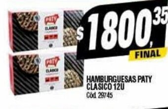 Supermercados Yaguar Hamburguesas Paty Clasico 12u oferta