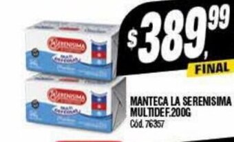 Supermercados Yaguar Manteca La Serenisima Multidef. 200g, oferta