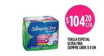 Supermercados Toledo Siempre Libre Toalla Especial Ultra Fina x 8un oferta