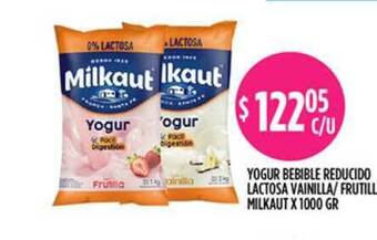Supermercados Toledo Milkaut Yogur Bebible Reducido Lactosa Vainilla Frutilla x 1000gr oferta