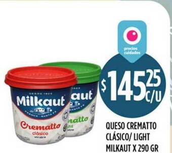 Supermercados Toledo Milkaut Queso Cremato Clásico Light x 290gr oferta