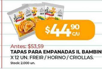 Super MAMI Tapas Para Empanadas Il Bambino x 12 un. Freir /Horno/Criollas oferta