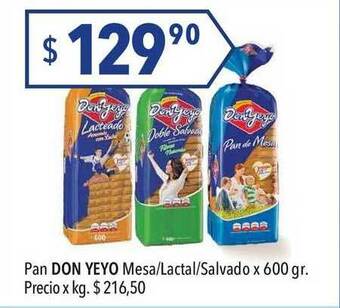 Pan Don Yeyo Mesa Lacta Salvado x 600gr