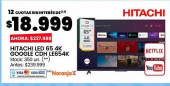 Changomas Hitachi led 65 4k google cdh le654k oferta
