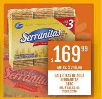 Supermercados Todo Galletitas de agua serranitas oferta