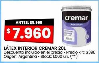 Changomas Látex interior cremar 20l oferta