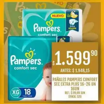 Supermercados Todo Pañales pampers confort sec extra plus 16-26 un 16un oferta
