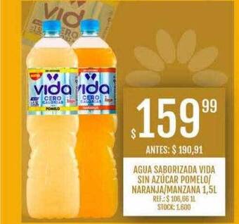 Supermercados Todo Agua saborizada vida sin azúcar pomelo naranja manzana oferta
