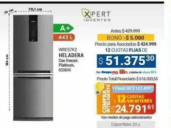 Cooperativa Obrera Wre57k2 heladera xpert inverter oferta