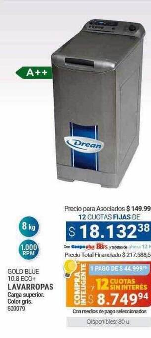 Cooperativa Obrera Drean gold blue 10.8 eco+ lavarropas oferta