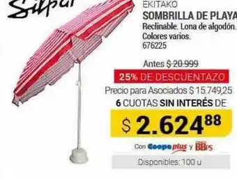 Cooperativa Obrera Ekitako sombrilla de playa reclinable lona de algodón colores varios oferta