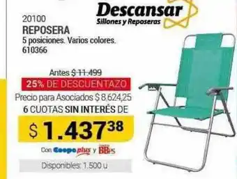 Cooperativa Obrera Reposera 5 posiciones descansar oferta