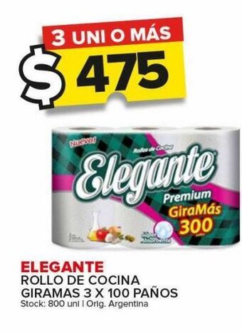 Carrefour Maxi Rollo de cocina elegante 3 x 100 paños oferta