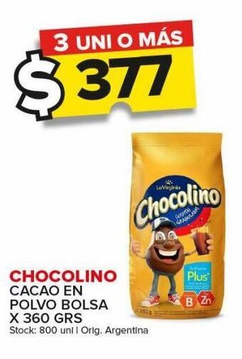 Carrefour Maxi Cacao en polvo chocolino x 360g oferta