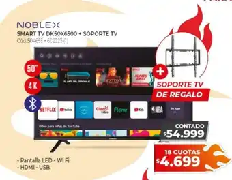 Naldo Lombardi Noblex Smart TV DK50X6500 + Soporte TV 50655 + 602223 (1) oferta