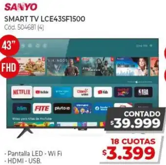 Naldo Lombardi Sanyo Smart TV LCE435F1500 43" FHD 504681 (4) oferta