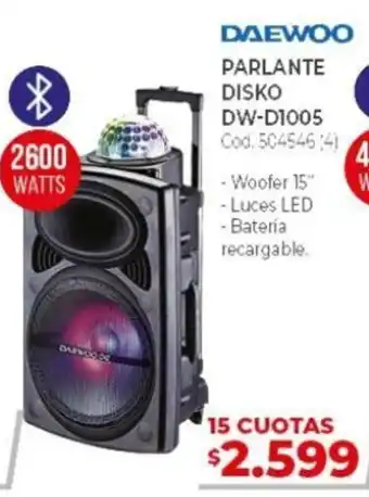 Naldo Lombardi Daewoo Parlante Disko DW-D1005 2600 Watts 504546 (4) oferta