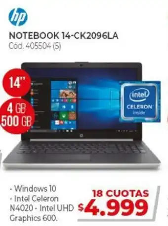 Naldo Lombardi Hp Notebook 14-CK2096LA 405504 (5) 14" 4GB 500GB oferta