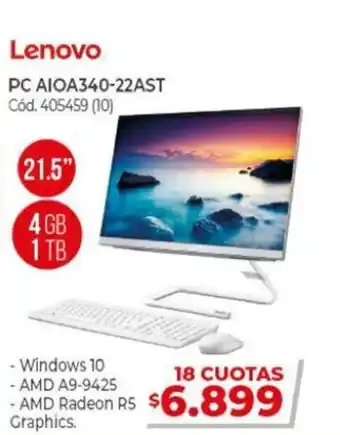 Naldo Lombardi Lenovo PC A10A340-22AST 405459 (10) 21.5" 4GB 1 TB oferta